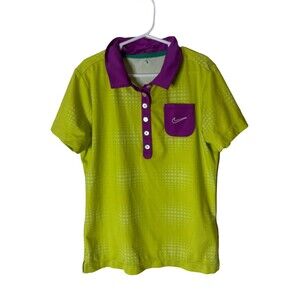 Nike Golf Girls Polo Shirt - Volt / Purple - Size Medium